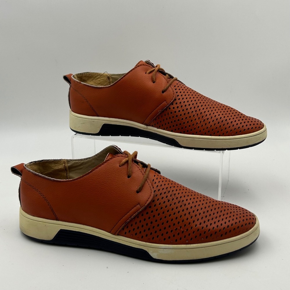 Merkmak Oxford Shoes Men 41 Rust Orange Perforated Leather Lace Up Dark Academia